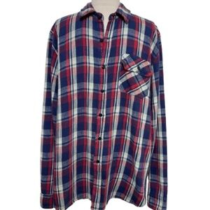 Men's Blue and Red Plaid Shirt